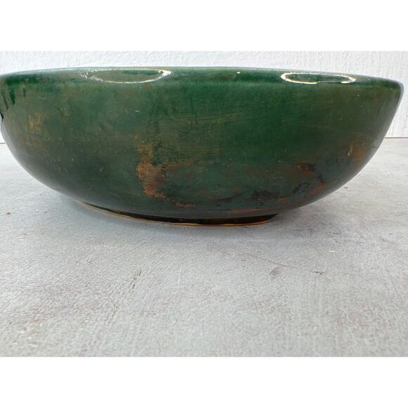 Vintage Mid Century Modern Hull Pottery USA Dark Green Leaf Bowl Dish F14 - Picture 4 of 9
